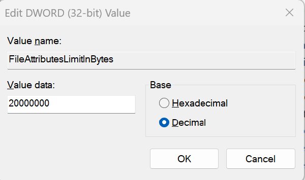 increasing the file size limit